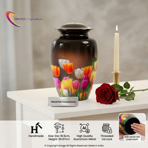 Handmade Floral Cremation Urn for Human Ashes High Quality Aluminum Metal Funeral Urns Memorial Decorative Jars Threaded Lid Urn - Product Image 6