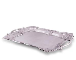 Bandeja Rectangular de Metal Martillado para Servir, Plato para Comida con Borde Decorado, Diseño Art Deco, Estilo Still Life Floral/Frutal, de Craft Emporium Exports - Product Image 3