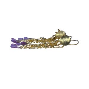 Boucles d'oreilles pendantes plaquées or avec pierres d'améthyste, style bohème, pour femmes, à porter en soirée - Product Image 5