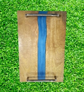 Plateau de service rectangulaire en bois pour mariage royal, plateau de service alimentaire en bois et résine, plateau de service pour cuisine et table, plateau alimentaire en bois - Product Image 3