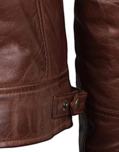 Veste en cuir PU marron pour homme, style motard, col rabattu, fermeture éclair, poches latérales zippées, coupe ajustée, pour l'automne - Product Image 6