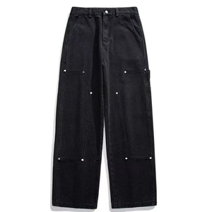 Nuevos pantalones vaqueros de mezclilla con corte de bota y efecto apilado para hombre, estilo urbano, ajustados, lavados, formales de verano - Product Image 1