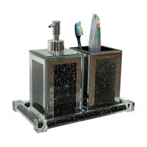 Ambrove squisito Set da bagno 3 pezzi Dispenser sapone quadrato porta spazzolino con vassoio - Product Image 1