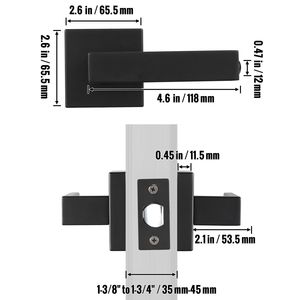 Maniglia per Porta Passante Nera Opaca, Reversibile con Rotazione a 45 Gradi, Serratura Non Bloccante per Mobili, per Mano Destra e Sinistra, 1 Pezzo - Product Image 4
