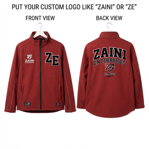 ZAINI Premium 220 Grams Soft Shell <b>Jacket</b> Water Resistant Polyester Fleece <b>Hooded</b> Autumn <b>Red</b> Black - Product Image 1
