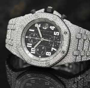 Luxury Diamond Sterling Silver Mechanical Watch 42mm Analog <b>Chronograph</b> Men's Fashion Timepiece Watch for Mens - Product Image 1