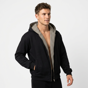Sudadera con Capucha Negra para Hombre, Corte Regular, Forro de Algodón Tejido, Ropa Casual de Otoño - Product Image 6