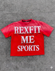 Camiseta Deportiva Rexfit Premium, Lavada con Ácido, Estilo Urbano, Algodón de Alta Densidad, Impresión Personalizada, Efecto Desgastado por el Sol, Doble Capa - Product Image 1