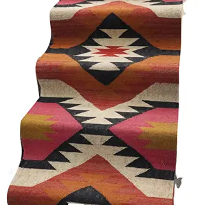 手工制作传统复古风格Kilim羊毛黄麻流道地毯防滑长方形地毯 & 家庭酒店办公室地毯