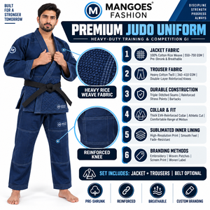 Uniforme de Judo al por Mayor para Hombres, Mujeres y Niños, con Pantalones de Algodón Grueso de Tejido Arroz y Sarga Pesada, Suministro a Granel OEM ODM - Product Image 6