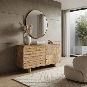 Teak Wood Storage <b>Drawers</b> Natural Solid Wooden Cabinet Luxury Display Chest Traditional Living Room Sideboard Home Furniture Box - Product Image 2
