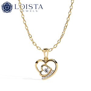 Pendentif Cœur en Or Blanc pour Femme LOISTA avec Diamant Naturel Taille Brillant Rond Certifié GIA Style Romantique - Product Image 3