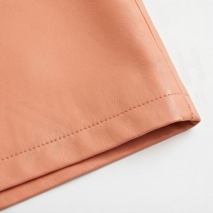 Minifalda de Cintura Alta para Mujer, de Piel Sintética, con Abertura Lateral, Color Sólido, Diseño Minimalista, para Todas las Temporadas - Product Image 6