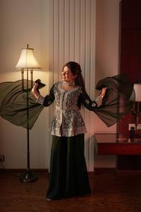 Georgette <b>Kurti</b> with Front and Back Sequence Embroidery Work Matching Plain Plazzo and Embroidered Dupatta Ethnic Women Set - Product Image 2