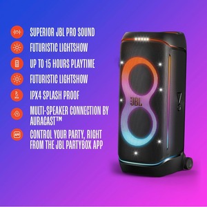 Party <b>Speaker</b> with Superior Pro <b>Sound</b> and a Futuristic lightshow, Up to 15 Hours Playtime & IPX4 Splash Proof (Black) - Product Image 6