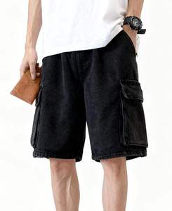 Shorts en jean cargo pour homme, style uni, six poches, coupe ample, longueur genou, très demandés 2026 - Product Image 6