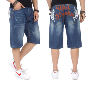 กางเกงยีนส์สีอ่อนเอวกลางปักลายระบายอากาศได้ดีเป็นมิตรกับสิ่งแวดล้อมแห้งเร็วซิปกระดุมสไตล์สตรีทแวร์ลำลองฤดูร้อนผ้าทอ - Product Image 1