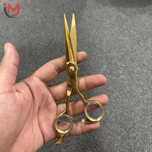 Ciseaux de coiffure professionnels en acier inoxydable, lame tranchante, pour droitiers, manche court, ciseaux de barbier dorés pour salon - Product Image 5