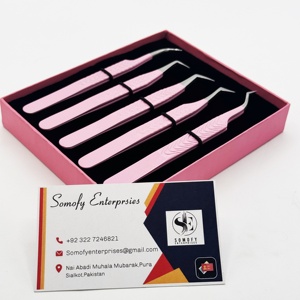 Pinzas profesionales para pestañas de acero inoxidable de alta calidad, nuevo diseño de agarre, punta fina duradera, longitud de 10mm para pestañas de volumen fácil - Product Image 5