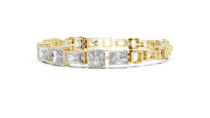 CLASSIC LAB GROWN RADIANT PRINCESS DIAMOND GENTS BRACELET <b>DUAL</b> <b>LOCK</b> SET 18KT SOLID YELLOW GIFTING PARTY EVERYDAY WEAR - Product Image 3