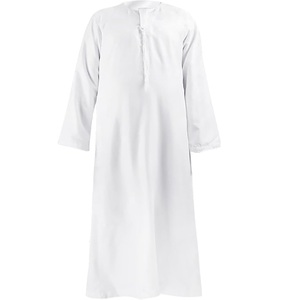 Qamis blanc pour garçons, manches trois-quarts, longueur au sol, robe de prière modeste, tenue ethnique pour bébés et enfants - Product Image 1
