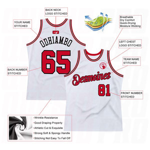 Camiseta de Baloncesto Retro Personalizada Blanca, Roja y Negra, Uniforme de Equipo sin Mangas de Primera Calidad, Estilo Vintage, Logotipo, Nombre y Número Personalizados - Product Image 5