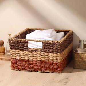 Panier de rangement en jacinthe d'eau, grand format - Panier de rangement artisanal, écologique, fabriqué au Vietnam, vente en gros - Product Image 3