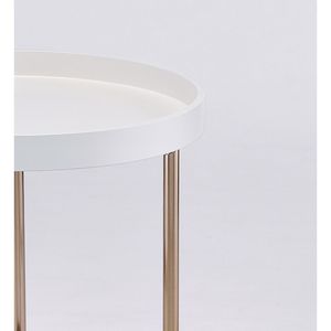 21.75\" Mid Century Edie Side <b>Table</b> White with <b>Copper</b> Legs Lipped Edge Coffee <b>Tables</b> - Product Image 4