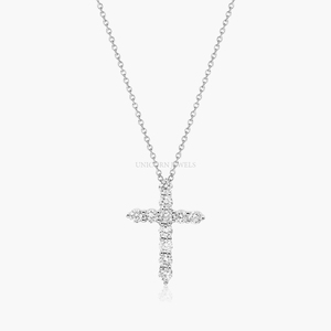 Collier de luxe en diamant de laboratoire 0,50 ct, taille brillant rond, jaune rose, plaqué or blanc, bijoux élégants, fournisseur en gros pour l'exportation - Product Image 1