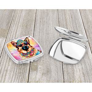 Women and Girls' Compact Travel Makeup <b>Mirror</b> German Shepherd Hippie Dawg Decorative Folding Handheld <b>Pocket</b> Gift for Women - Product Image 3