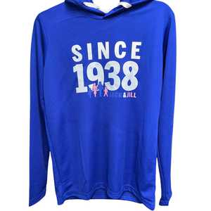 แจ็คแอนด์จิลล์มีฮู้ดสีฟ้ามีฮู้ดตั้งแต่1938กราฟิกสวมใส่สบายและมีสไตล์สำหรับวัยรุ่นและเด็ก - Product Image 1