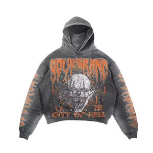 Ensemble sweat à capuche et pantalon de survêtement en coton épais avec poches brodées et manches côtelées, style Hip Hop Urbain, vente en gros, personnalisable - Product Image 5