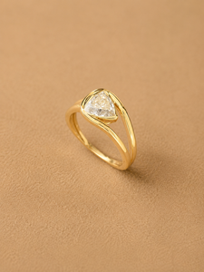Anillo de Compromiso Solitario de Diamante Cultivado en Laboratorio de 1 Quilate con Corte Trillón, Oro de 14k, Certificado IGI, Anillo de Boda Moderno Chapado en Oro - Product Image 2