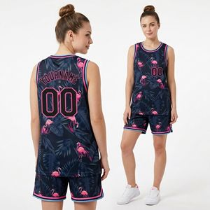 Dernier design : Débardeur de basketball pour femme à imprimé flamant rose tropical, personnalisable avec nom et numéro, gilet athlétique - Product Image 2