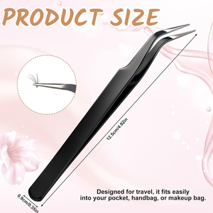 2026 Premium Quality Stainless Steel Lash Extension Tool, Minimalist Matte Black Finish, Anti-Magnetic Salon Beauty Tweezers - Product Image 2