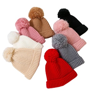 Otoño Invierno bebé gorro de punto gorras logotipo personalizado diseñador lana niños Beanie sombreros lindo Pom estilo Hip Hop para ciclismo playa - Product Image 6
