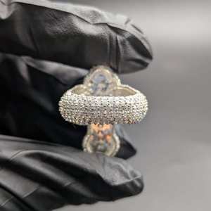 Luxury 925 <b>Silver</b> Cross Cocktail <b>Ring</b> With Baguette Cut Diamond Pave Setting Religious Christian Unisex Jewelry - Product Image 3