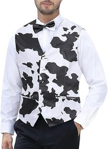 Ensemble gilet et nœud papillon imprimé animal pour homme – Léopard, Tigre, Zèbre, Vache, Girafe, Python – Idéal pour mariage, fête, bal de promo, costume - Product Image 6