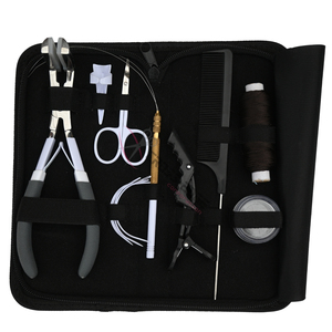 White Tape In and Micro Link Hair Extension Tool Bundle with Pressing <b>Plier</b> Wig Threads Big Clips Parting Finger Scissor Comb - Product Image 6