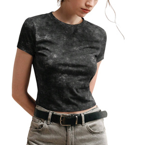 T-shirts tie-dye pour femmes, logo personnalisé, tops streetwear oversize, vêtements décontractés doux et respirants pour femmes - Product Image 1