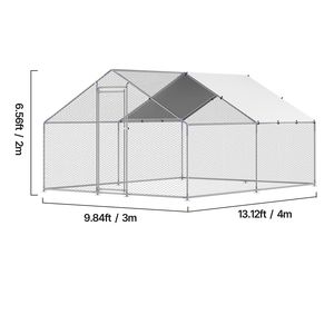 Grande Recinto per Polli in Metallo 9.8x13.1x6.5 ft con Tetto a Spiovente, Copertura con Chiusura di Sicurezza, Gabbia per Galline con Rete Protettiva - Product Image 5