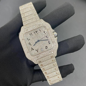 Luxury Bust Down Diamond <b>Watch</b> Sapphire Glass Automatic <b>Arabic</b> Dial Hip Hop Iced Out Moissanite <b>Watch</b> - Product Image 1