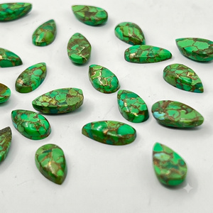 Turquoise vert cuivré, cabochon long en forme de poire, pierre précieuse non montée pour la création de bijoux - Product Image 5
