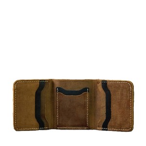 Dark Brown Genuine <b>Leather</b> Men Trifold Wallet Retro Mini Cardholder Cash Slot Vintage Contrast Stitching Pocket <b>Small</b> Male <b>Purse</b> - Product Image 2