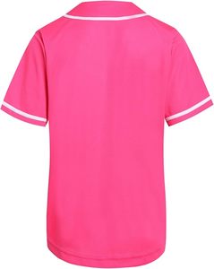 Maillot de baseball unisexe à manches courtes, rose uni, boutonné devant, évacuant l'humidité, coupe classique, adultes, toutes saisons - Product Image 2