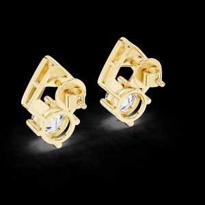Boucles d'oreilles en moissanite faites à la main, clous géométriques en argent sterling 925, boucles d'oreilles solitaires imposantes - Product Image 1
