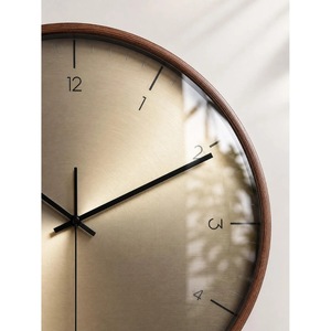 Horloge murale analogique en bois ronde, design minimaliste, silencieuse, décoration de salon - Product Image 2