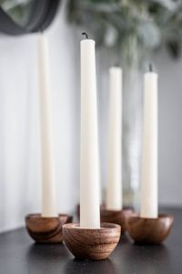 Elegant Round <b>Wooden</b> Candle Holder Handmade <b>Rustic</b> Tea Light Stand For <b>Dining</b> Room Coffee <b>Table</b> And Home Styling - Product Image 3