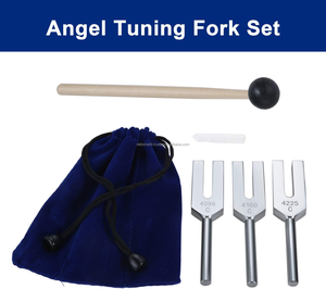 High-Frequency Tuning Fork Set 4096 Hz, 4160 Hz, 4225 Hz with Silicone Hammer & Soft Storage Bag Sound Therapy Instrument <b>Tool</b> - Product Image 2