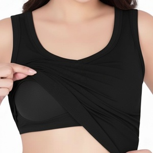 Original Wholesales Black regular tank top Solid Scoop neck sleeveless no sleeves sleeves Knitted cotton Sleeveless ladies top - Product Image 2